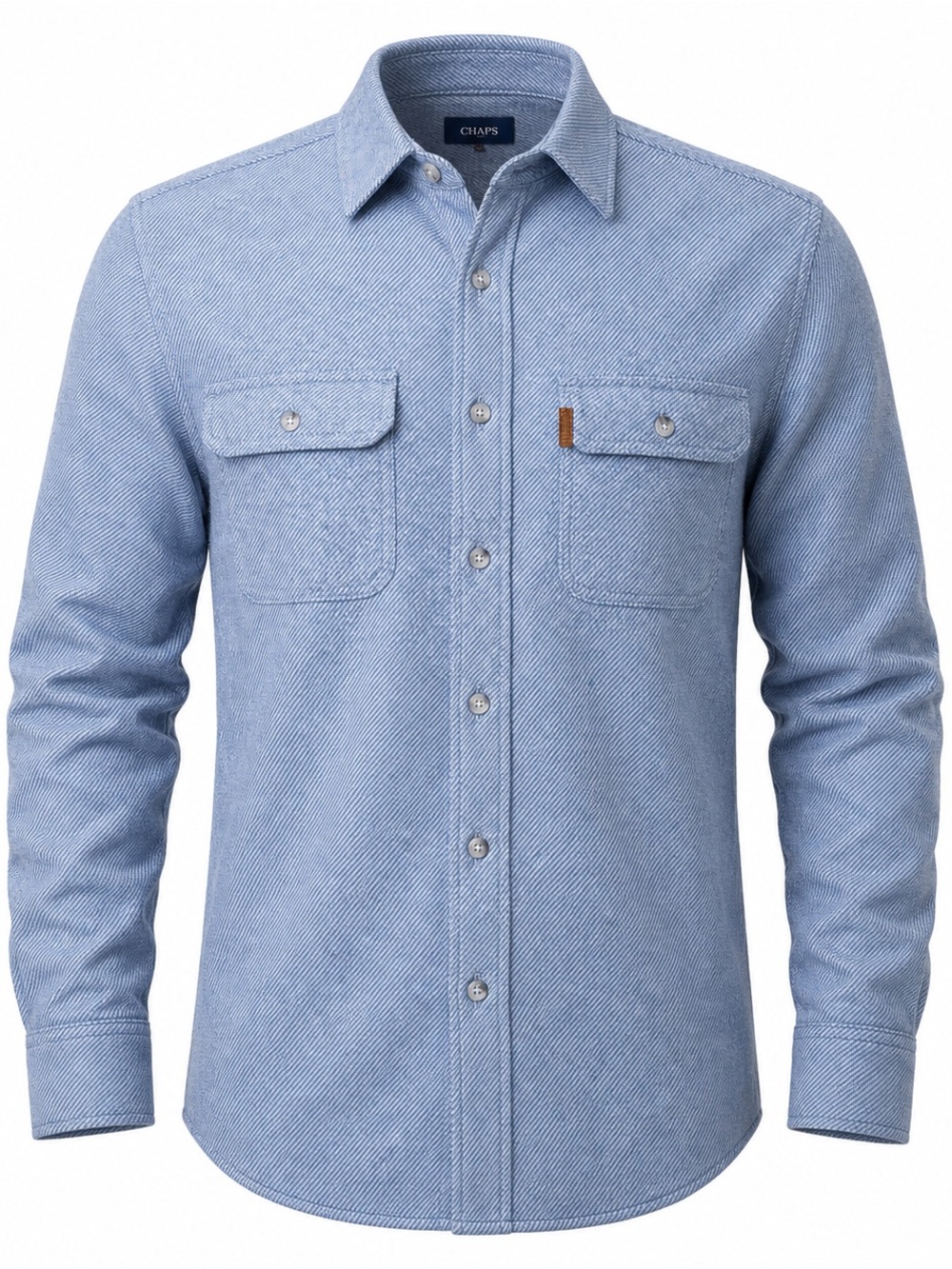 CHAPS Lakeland Men’s S Pale Blue Soft Knit Flannel Stretch Untucked Shirt NWT